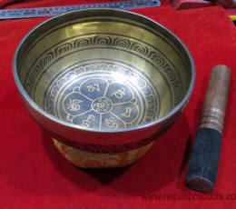 Etching+Tibetan Mantra Carving Singing Bowl